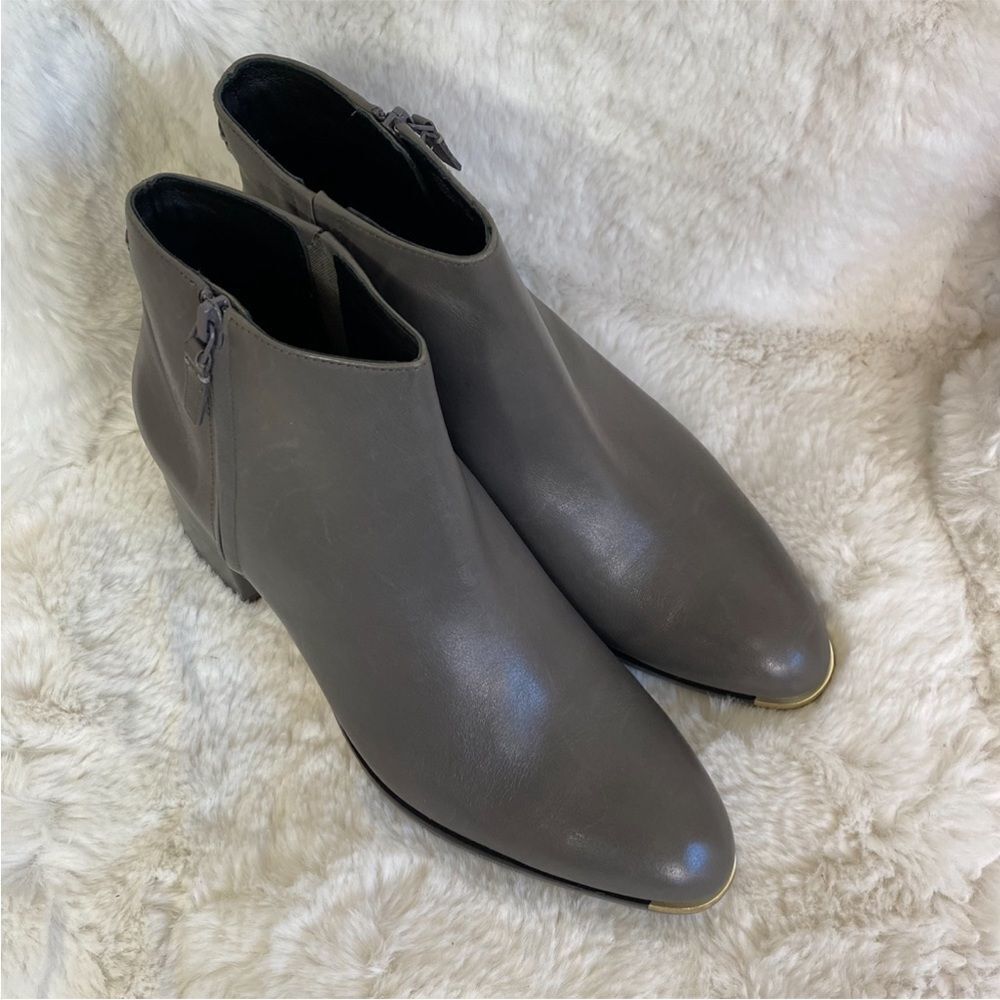 NEW Cole Haan Grand Ambition Holland gray leather block heel booties 10.5 - Picture 3 of 13